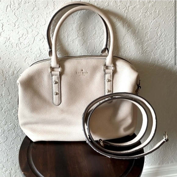 Kate Spade Larchmont Avenue Mini Layla Blush Cream Pebbled Leather Studs EUC